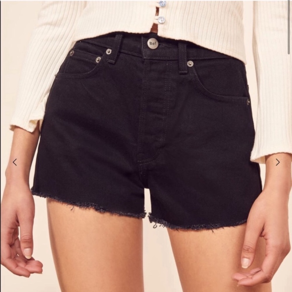 Reformation Black Dixie High Rise Denim Shorts